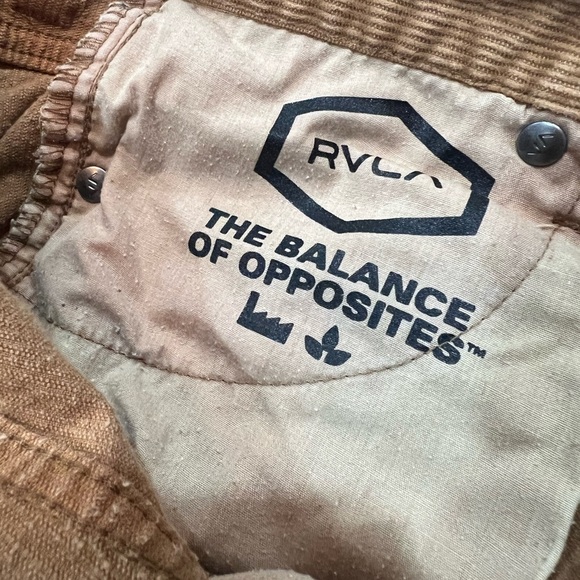 Rvca Corduroy Pants Cords Dagger Boyfriend Fit Mustard Trouser Skate Fall Crop - Picture 12 of 13